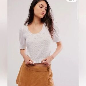 NWOT FREE PEOPLE Cecelia Top White/Yellow Medium